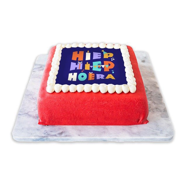 Marsepeintaart rood | Hoera | 10-12p | 12 personen