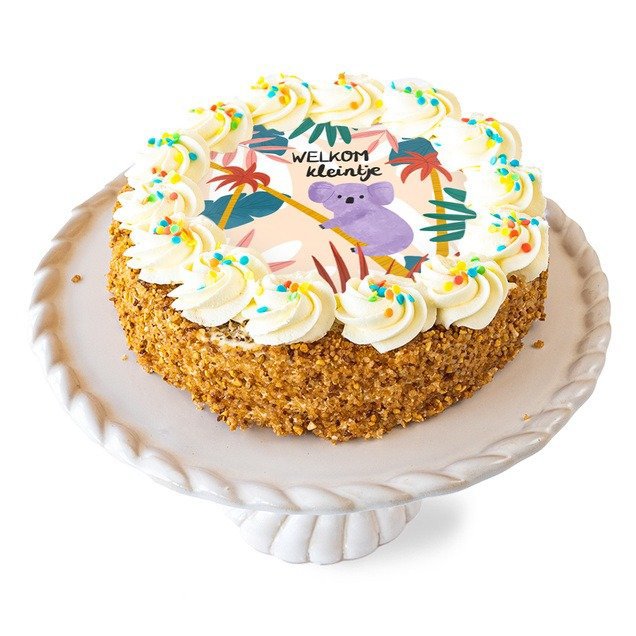 Slagroomtaart rozetten | Welkom kleintje | 6-8p | 8 personen