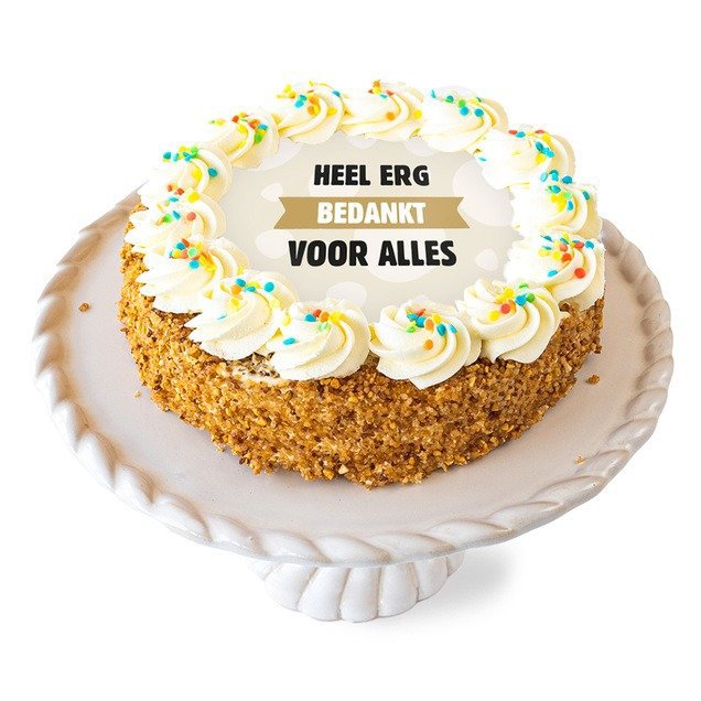 Slagroomtaart rozetten | Bedankt alles | 10-12p | 12 personen