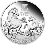 Front of the Silver Lunar III Horse 1 oz PF - 2026