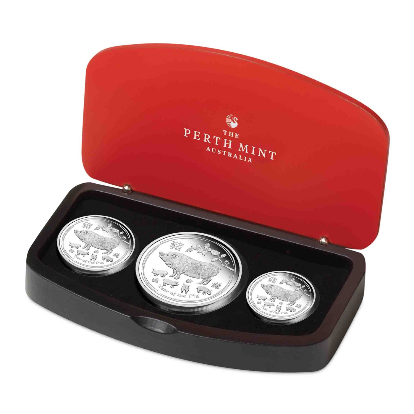 Silver Lunar II 3 Coin Set Pig PF incl. Box and COA