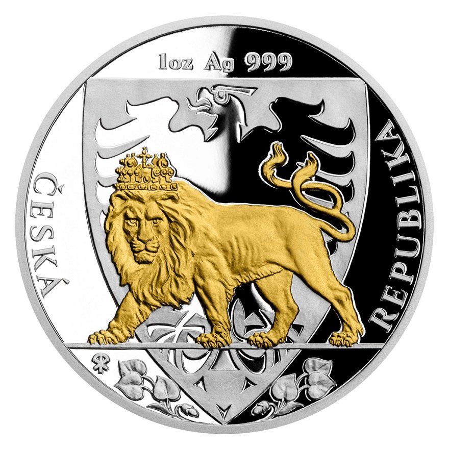 View 1: Silber Tschechischer Löwe 1 oz - Teilvergoldet 2020