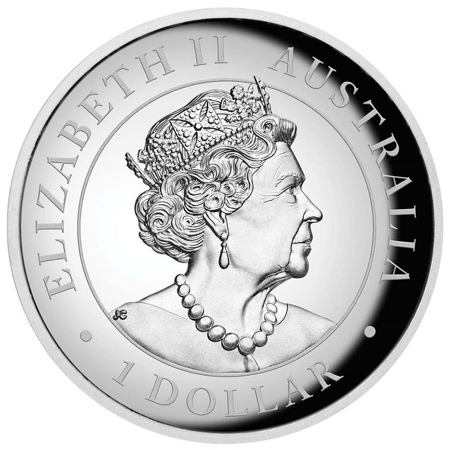 Back of the Silver Kangaroo 1 oz PF colored - High Relief - 2022
