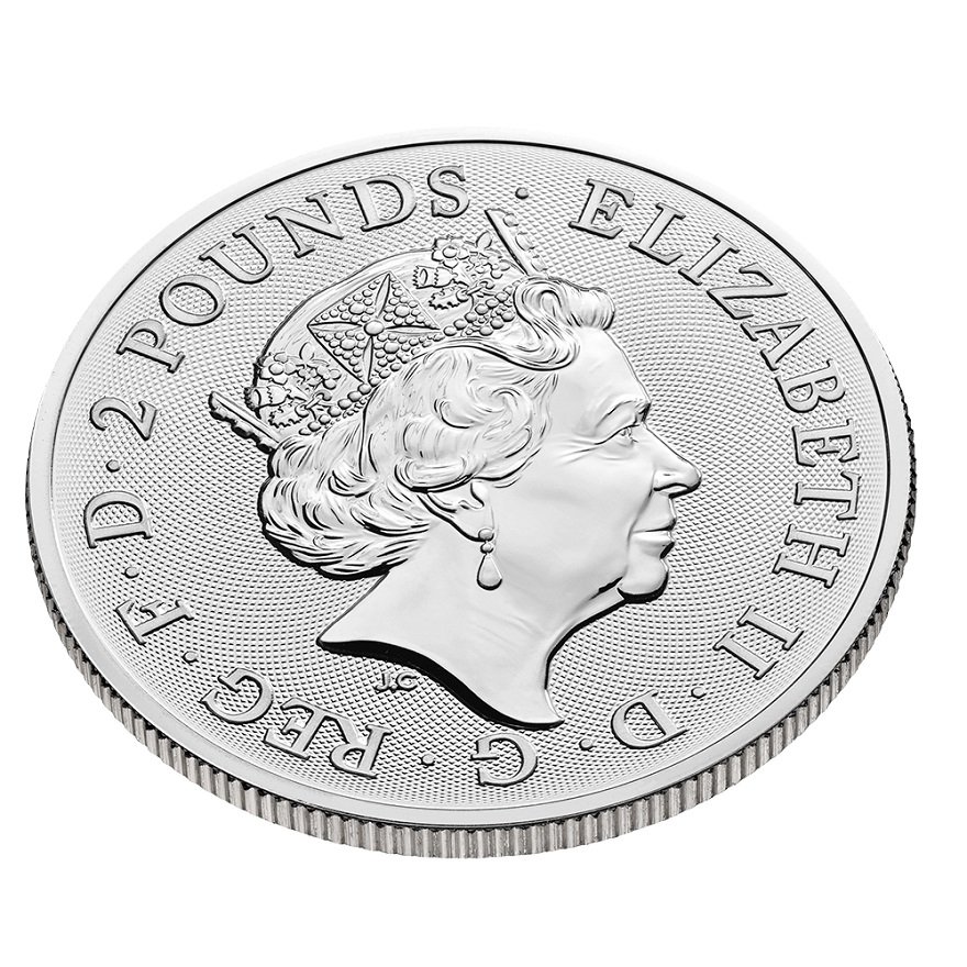 Side view of the Silver The Royal Arms 1 oz - 2022