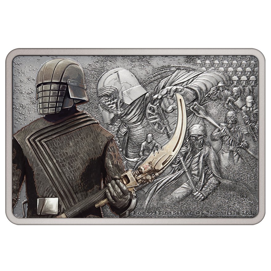 Front of the Silver STAR WARS - Guards - Knights of Ren 1 oz - 2021