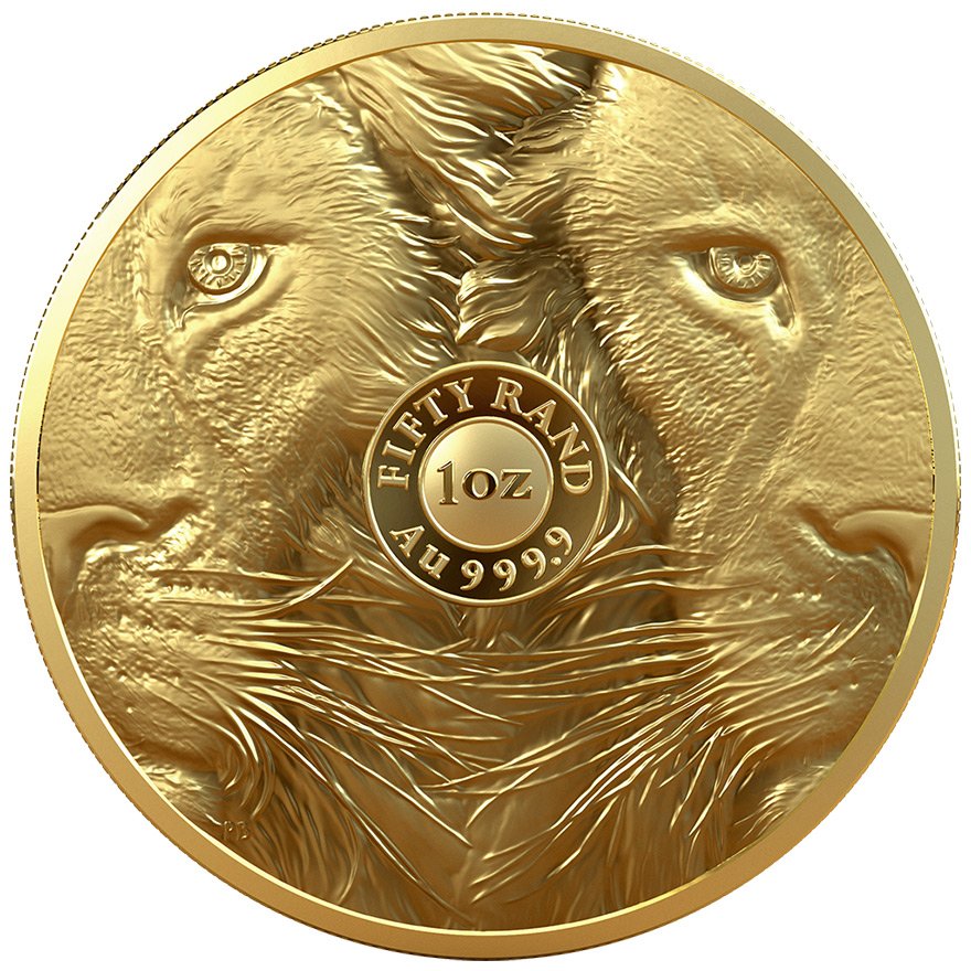 Back of the Gold Lion 1 oz PF - Big Five Series I - 2019