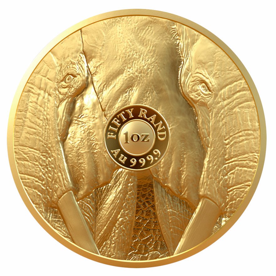 Back of the Gold Elephant 1 oz PF - Big Five Series I - 2019