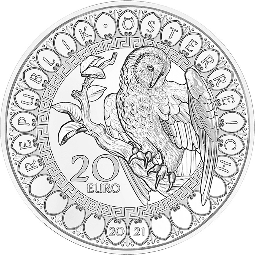 Back of the Silver Europa - Wisdom of the Owl 20 EUR PF AUT - 2021