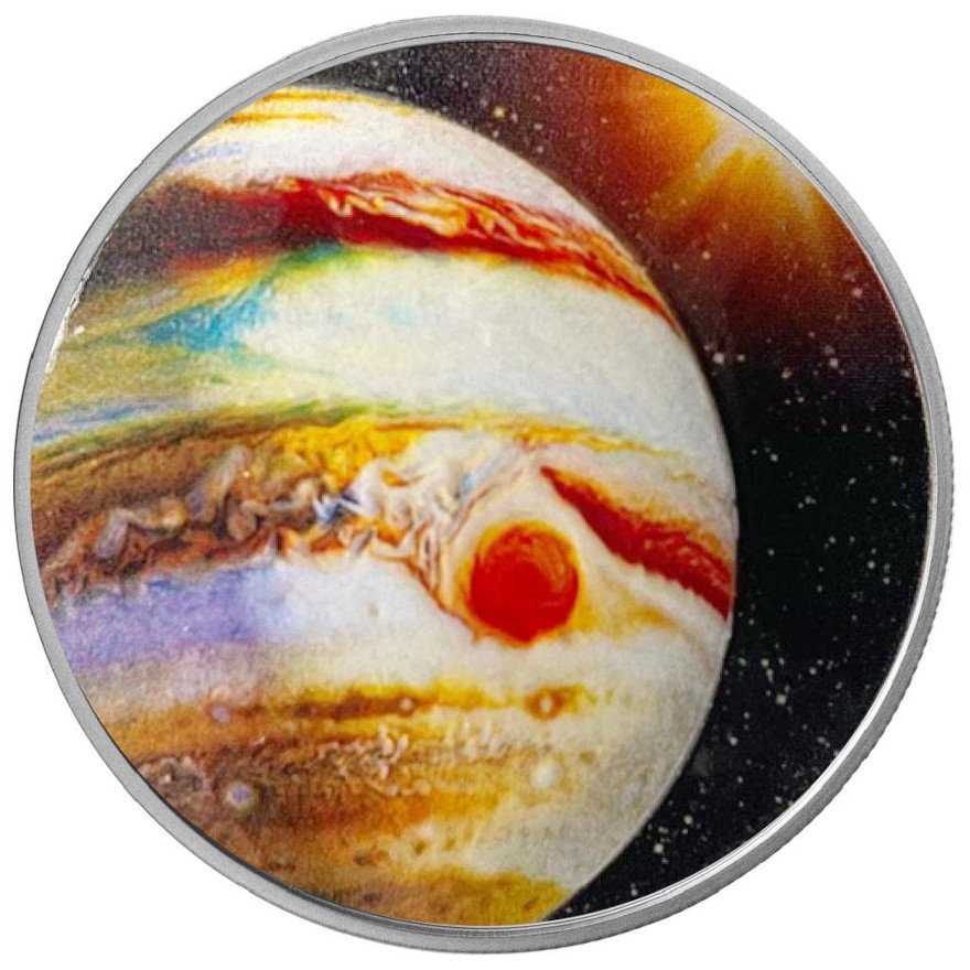 View 1: Silber 1 oz "Sonnensystem" 6. - Jupiter PP - gewölbte Prägung 2021