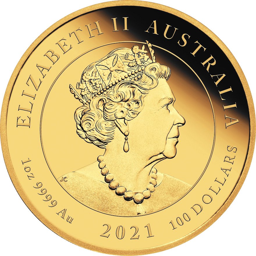 Back of the Gold Mythical Creatures 1 oz PF - Unicorn 2021