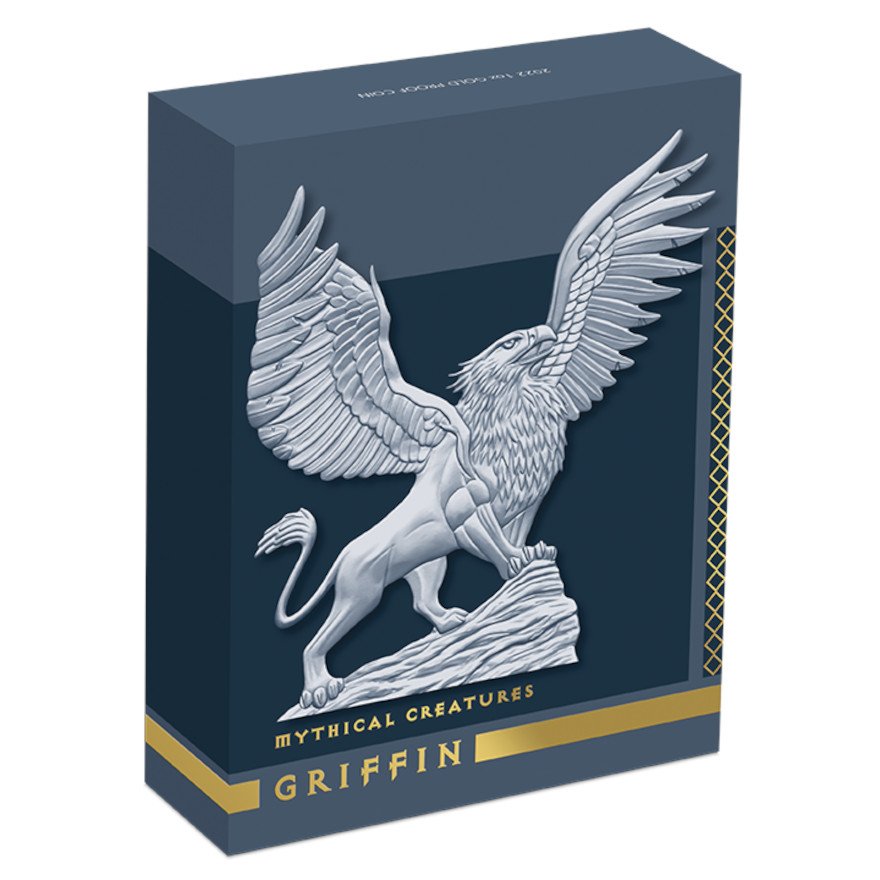 Original coin case of the Gold Mythical Creatures 1 oz PF - Griffin 2022