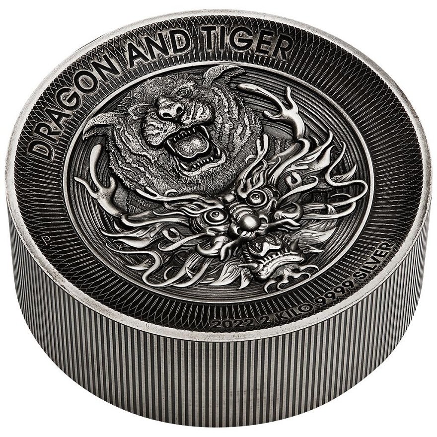 View 2: Silber Dragon & Tiger 2000 g - High Relief - Antik Finish 2022