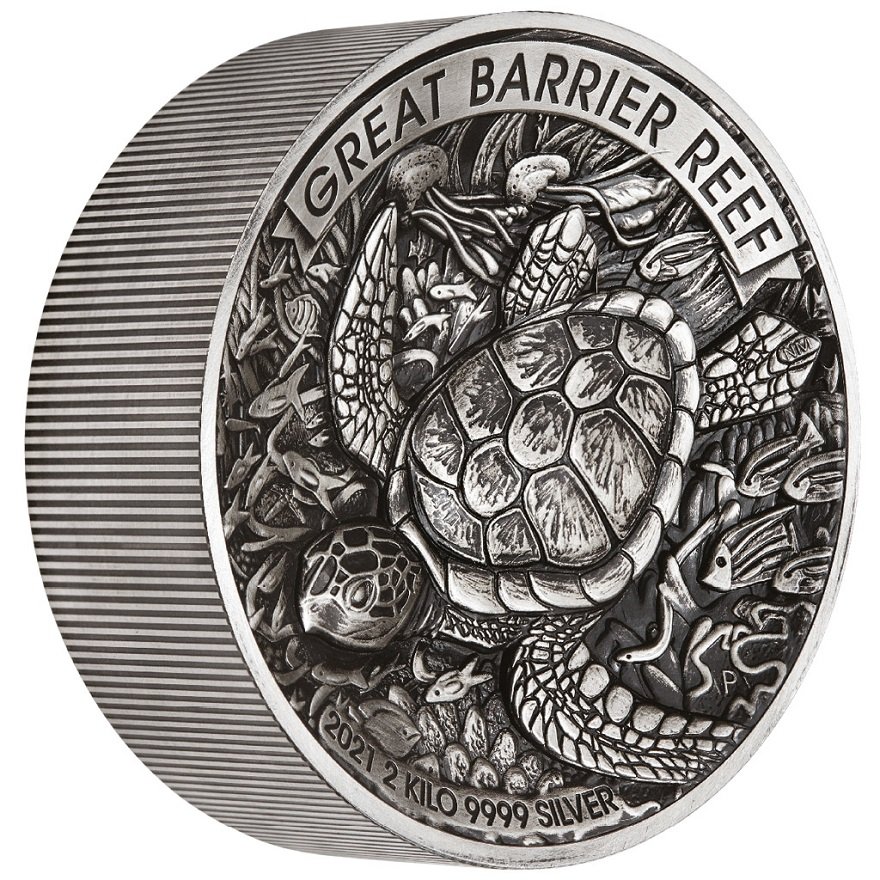 View 2: Silber Great Barrier Reef 2000 g - High Relief - Antik Finish 2021
