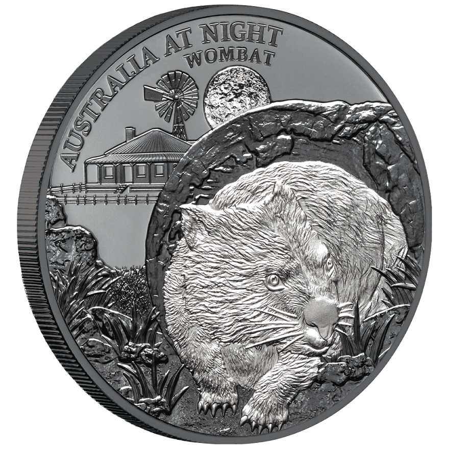 View 2: Silber Wombat 1 oz  2021 - Black Proof