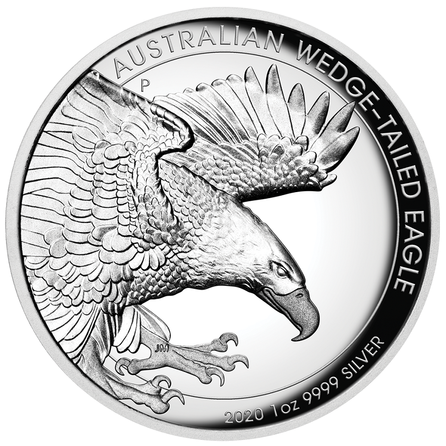 View 1: Silber Wedge Tailed Eagle 1 oz PP - High Relief 2020