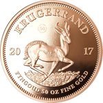 Front of the Gold 50 Years Krugerrand 50 oz PF - 2017