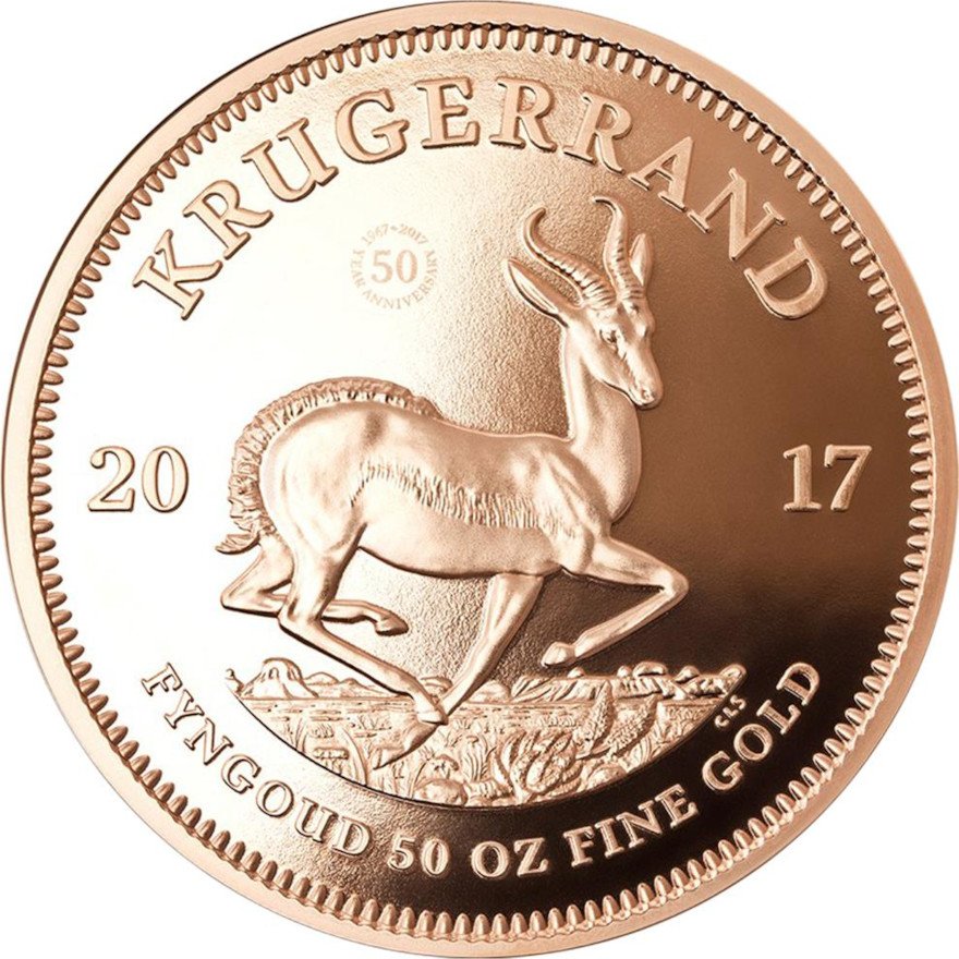 Front of the Gold 50 Years Krugerrand 50 oz PF - 2017