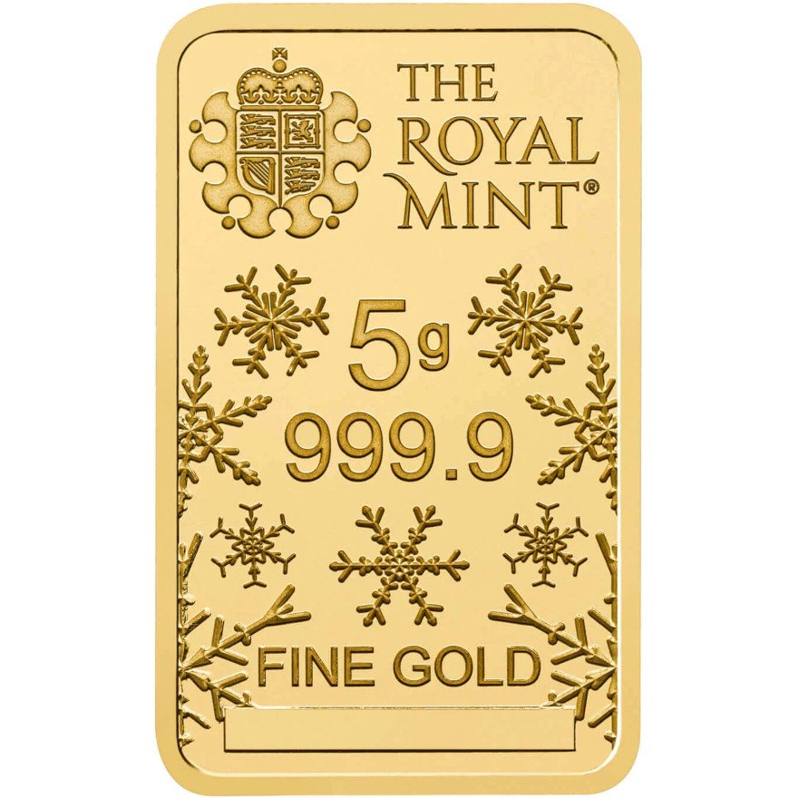 Back of the Gold bar 5 g Christmas Tree - The Royal Mint