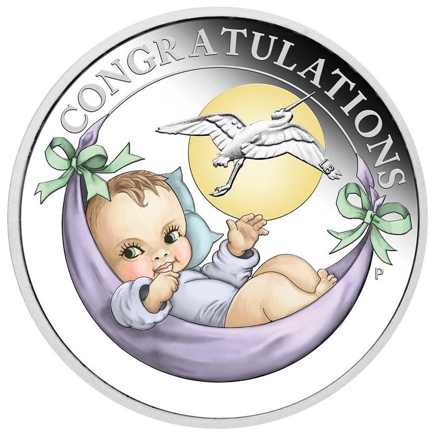 Front of the Silver Newborn Baby - 1/2 oz PF