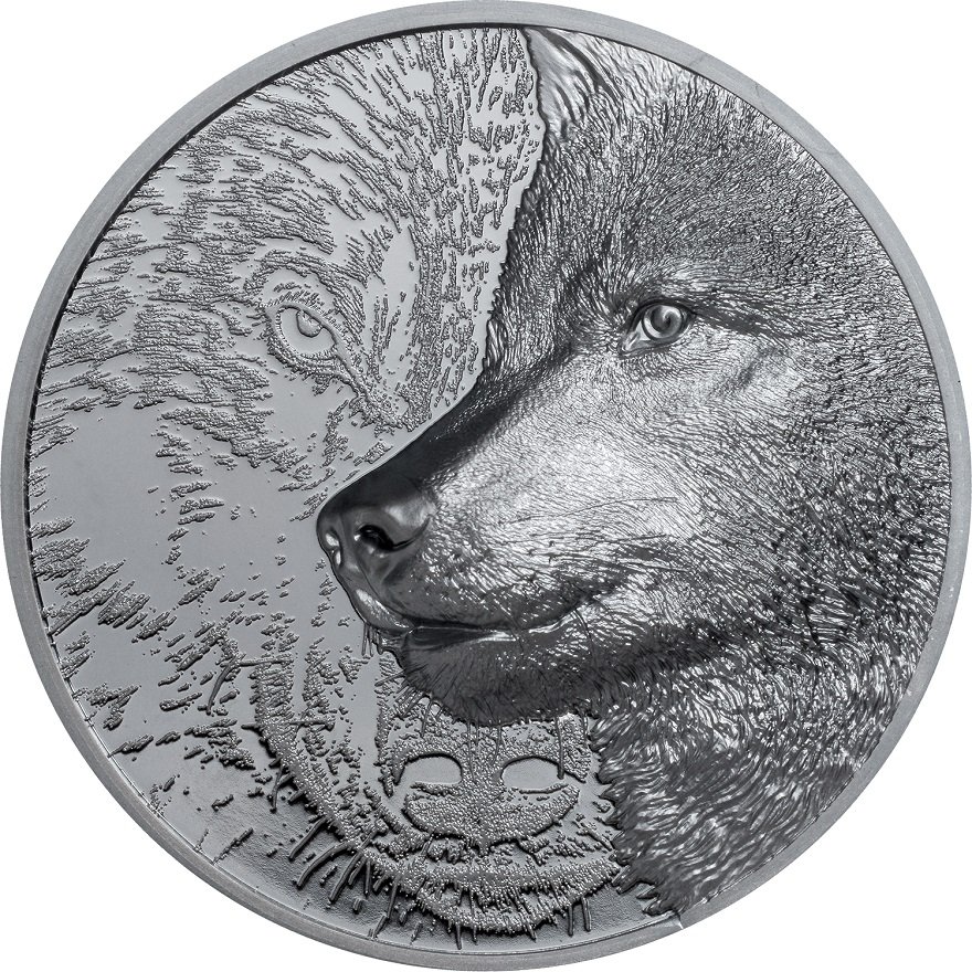 View 1: Silber Mystic Wolf 2 oz Black Proof - High Relief 2021
