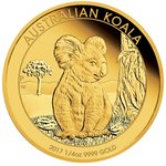 Front of the Gold Koala 1/4 oz PF High Relief - 2017