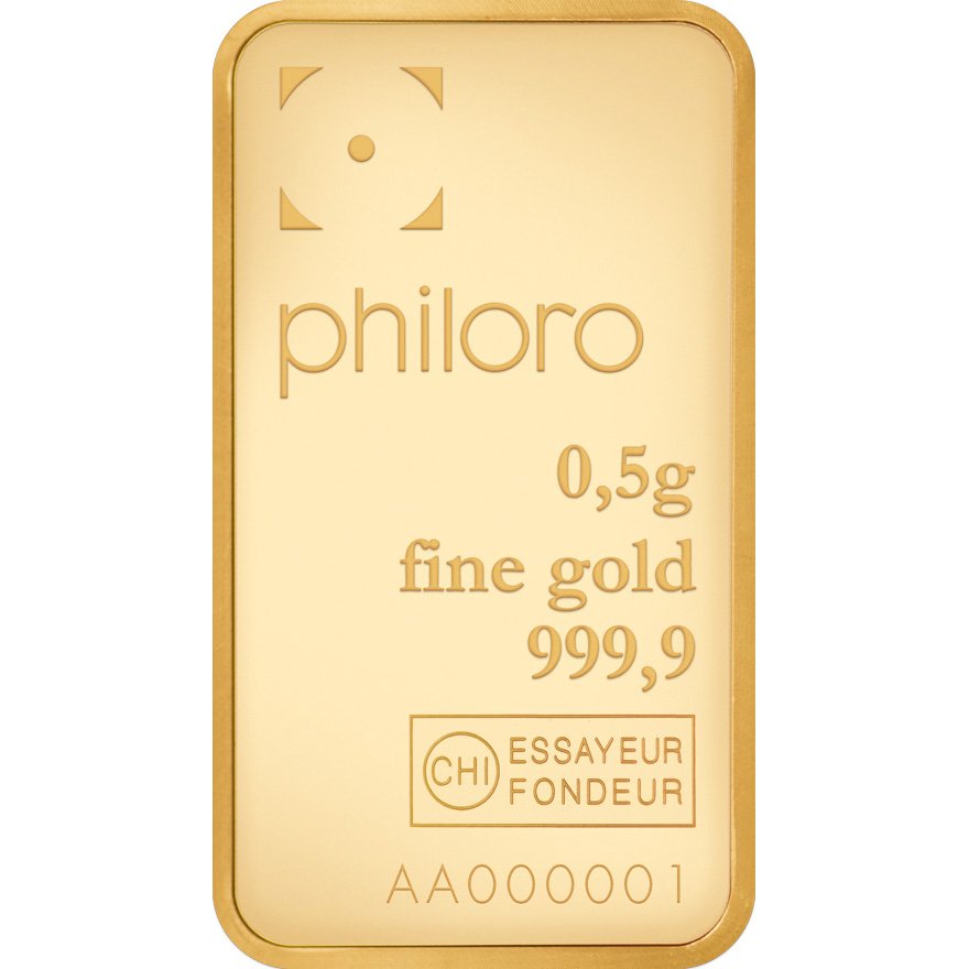 View 1: Goldbarren 0,5 g philoro lose - LBMA zertifiziert