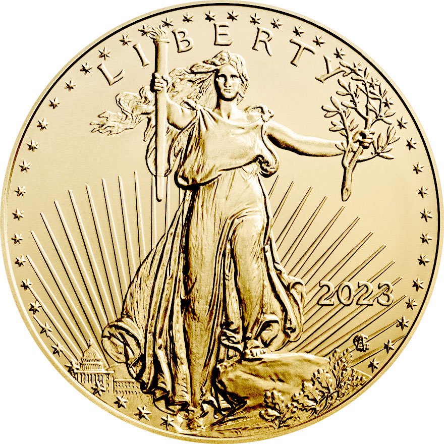 Back of the Gold American Eagle 1 oz - 2023