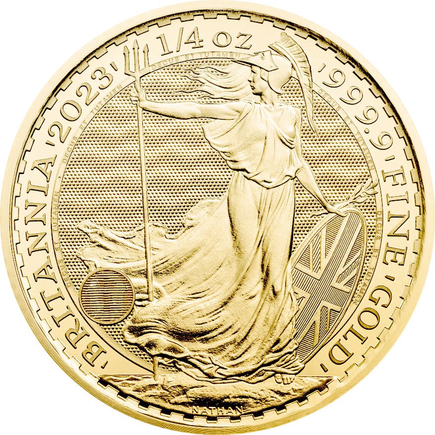 Front of the Gold Britannia 1/4 oz - 2023 (King Charles)