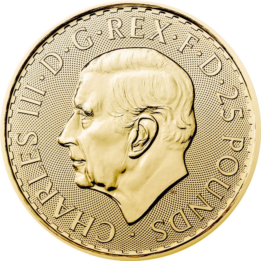 Back of the Gold Britannia 1/4 oz - 2023 (King Charles)