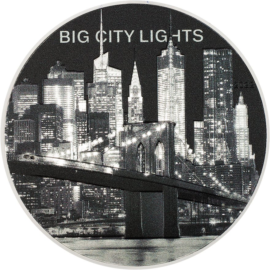 View 1: Silber Big City Lights - New York 1 oz PP - High Relief 2022