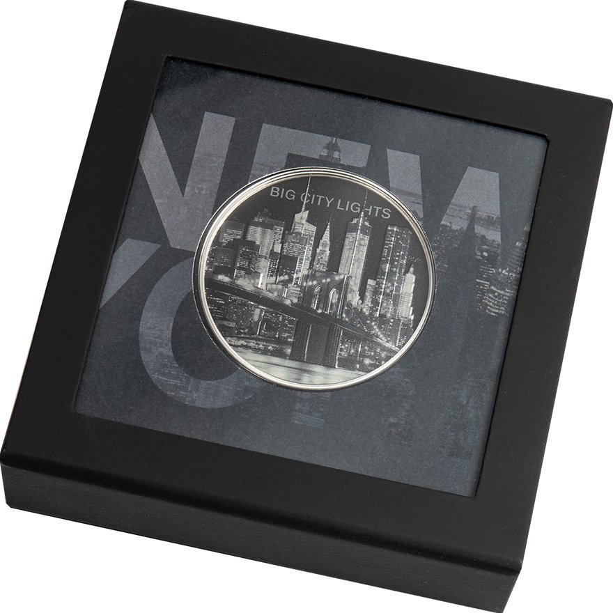 View 3: Silber Big City Lights - New York 1 oz PP - High Relief 2022