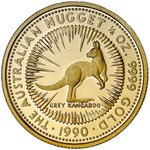 Front of the Gold Australian Nugget 1/4 oz