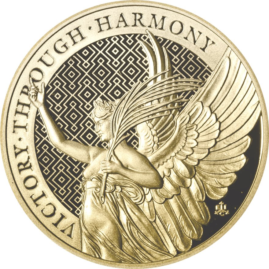 Front of the Gold Queen's Virtues - Victory Coin 1 Oz - 2021