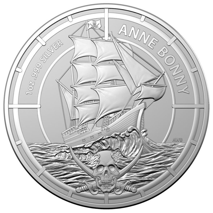 Front of the Silver Pirate Queens - Anne Bonny 1 oz - RAM 2021