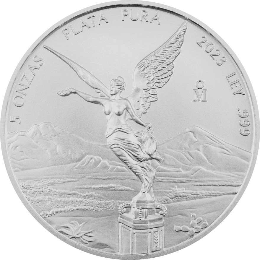 Front of the Silver Mexico Libertad 5 oz - 2023