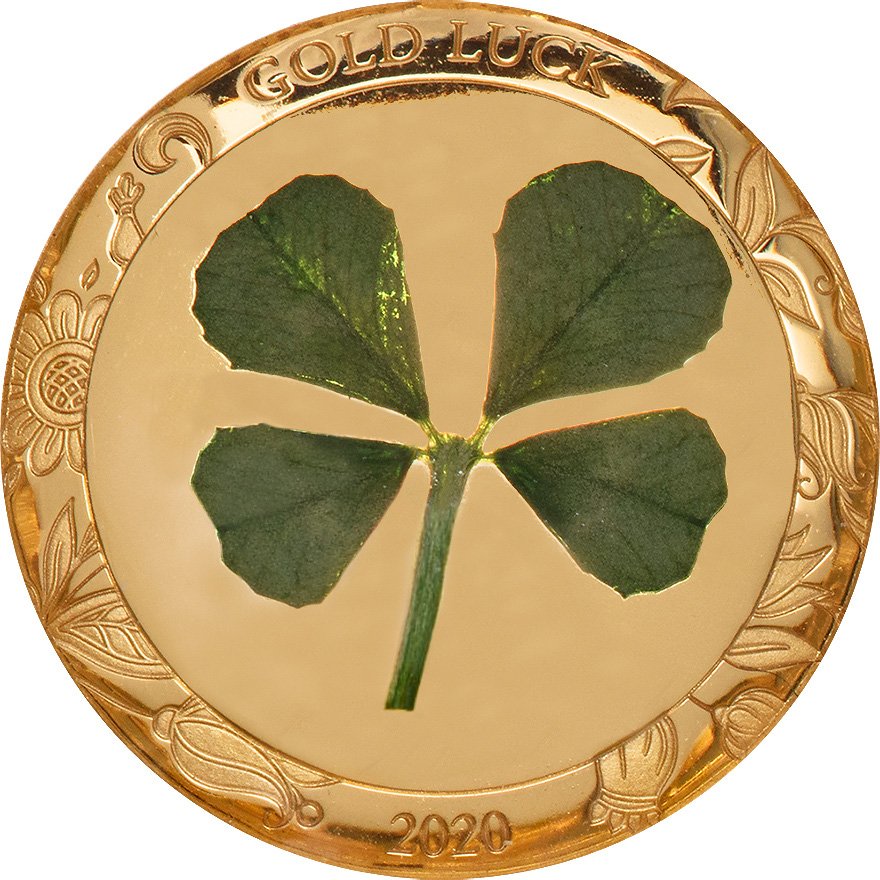 Front of the Gold Cloverleaf 1 g Palau - 2020