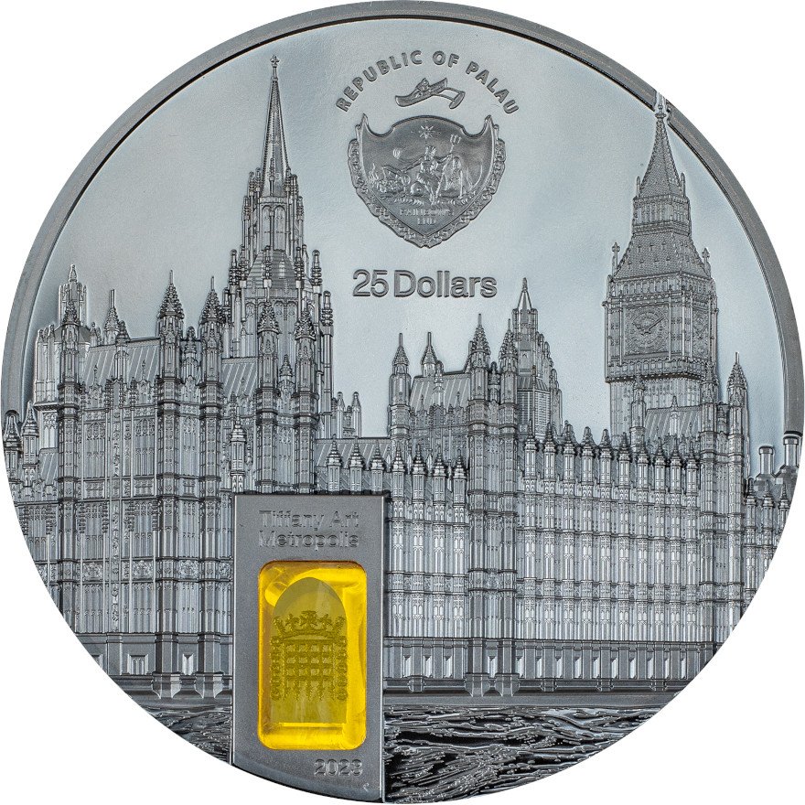 View 2: Silber Tiffany Art Metropolis - Palace of Westminster - 5 oz Black Proof - 2023