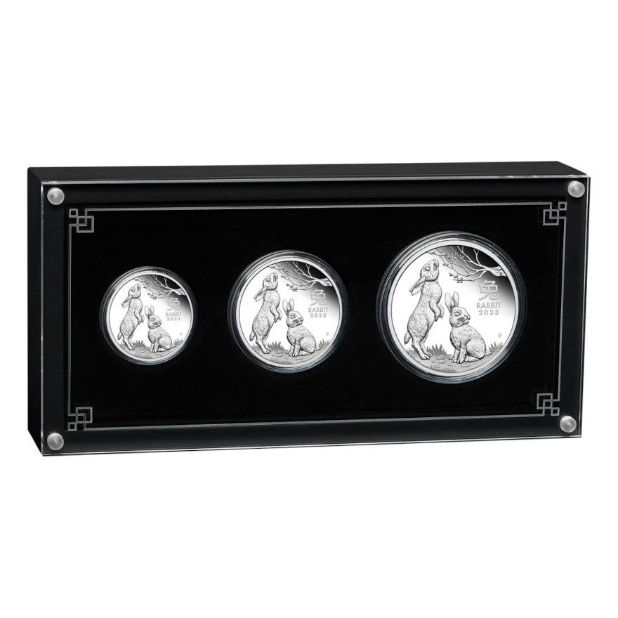 View 1: Silber Lunar III 3 Coin Set PP - Hase 2023