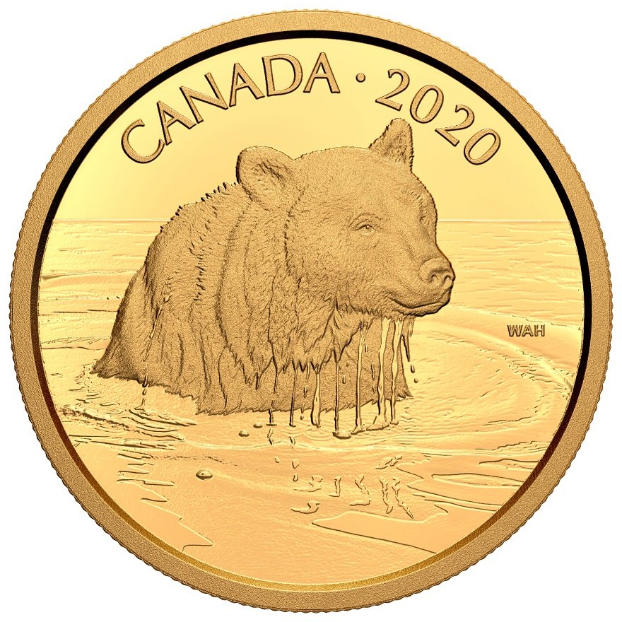 View 1: Gold Canadian Wildlife - Grizzlybär 35 g PP - 2020