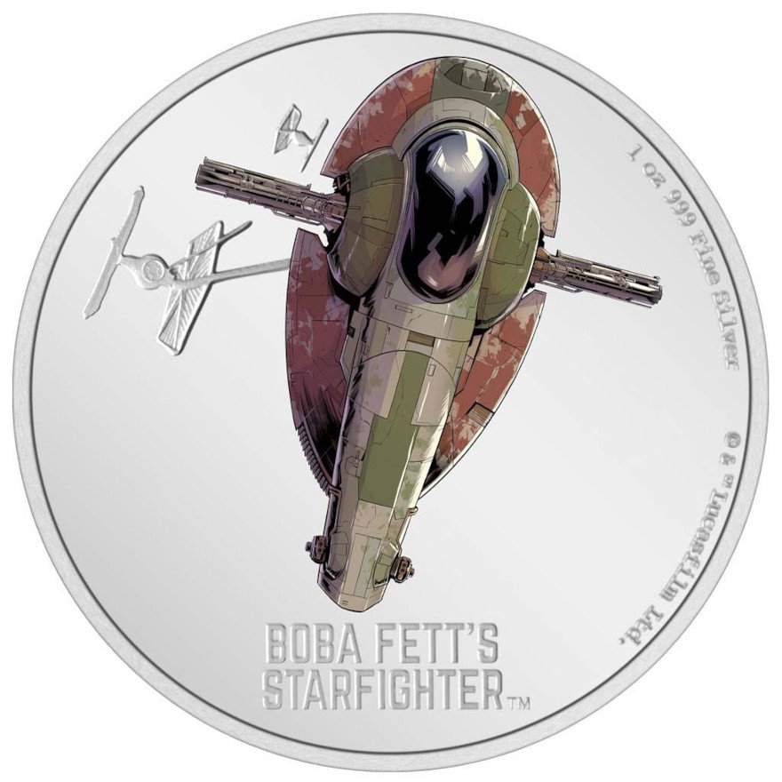 View 1: Silber STAR WARS 1 oz PP - Boba Fett's Starfighter 2022