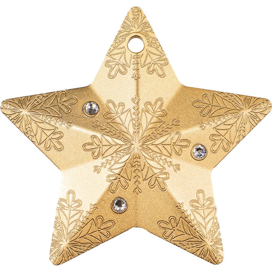 View 2: Silber Snowflake Star 1 oz - vergoldet