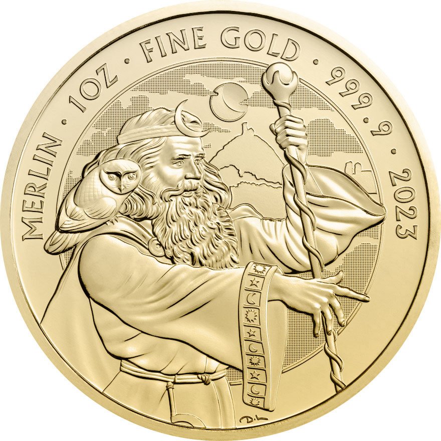 View 1: Gold Myths and Legends 1 oz - Merlin 2023