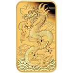 Front of the Gold Dragon Rectangle 1 oz PF - 2018