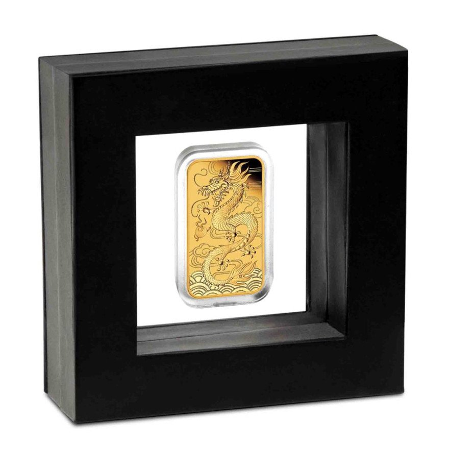 Gold Dragon Rectangle 1 oz PF - 2018 in the original case