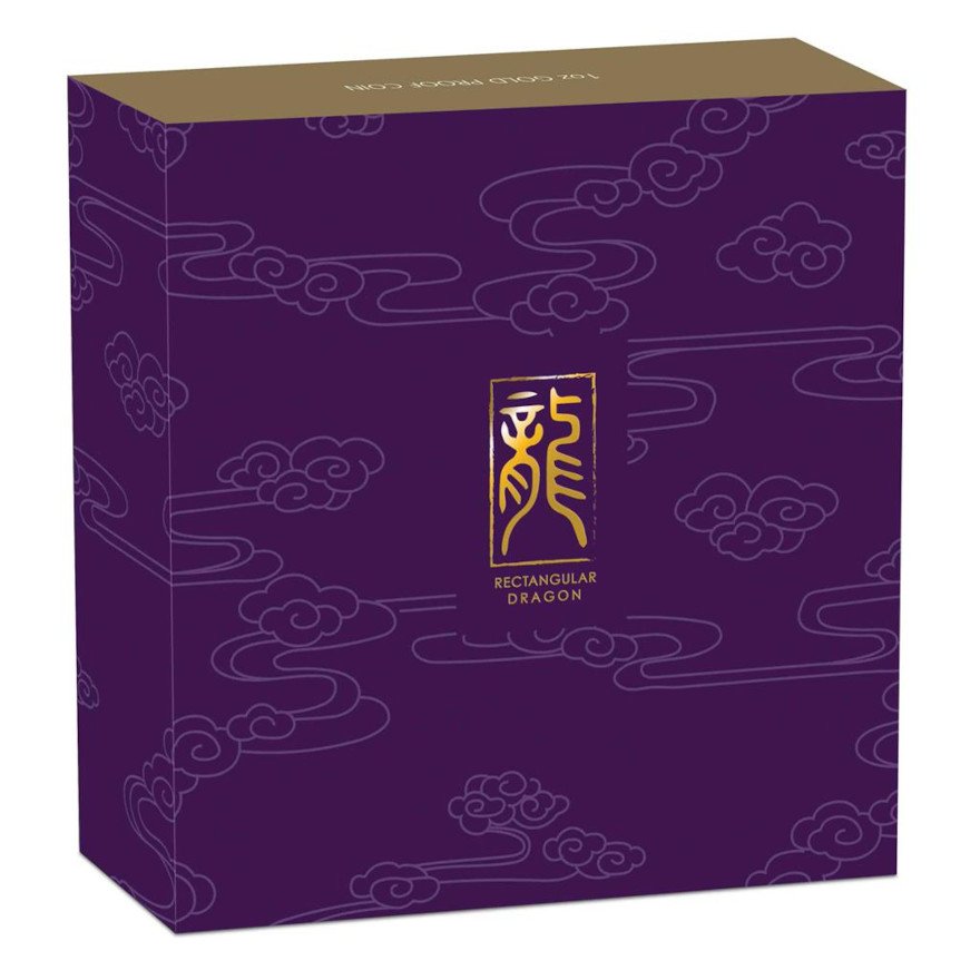 Original case of the Gold Dragon Rectangle 1 oz PF - 2018