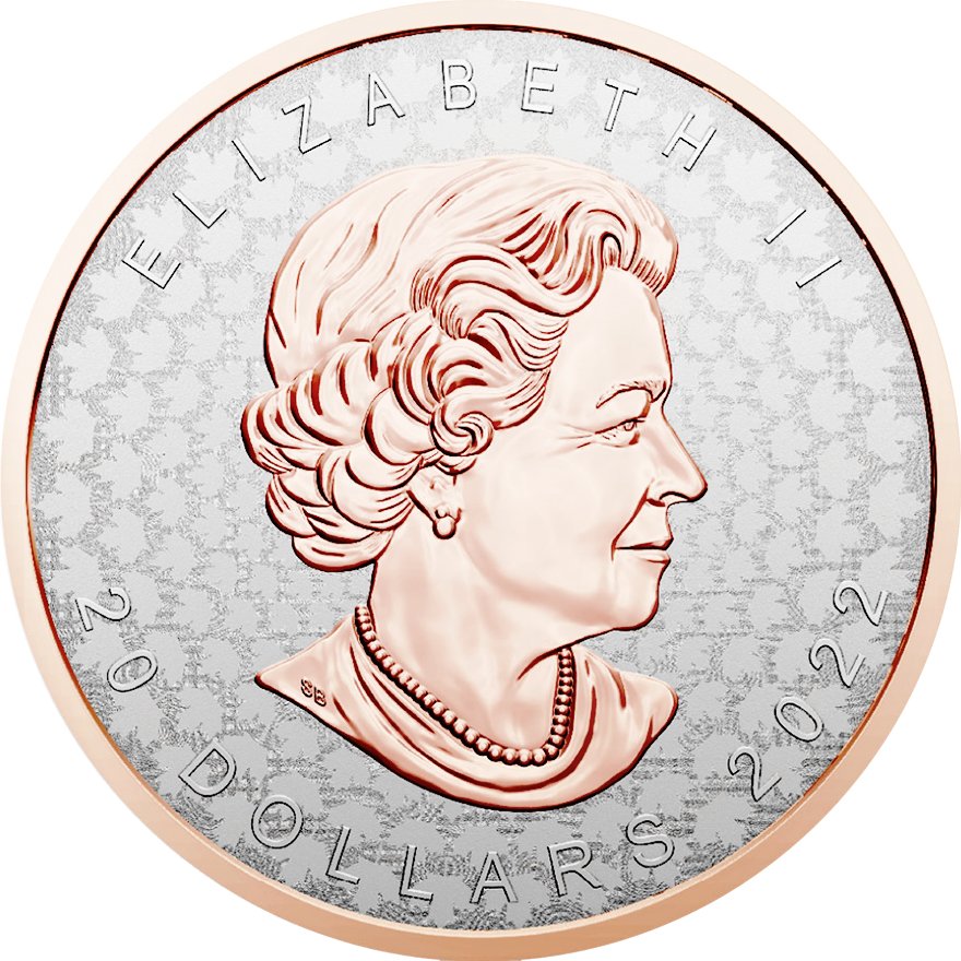 Back of the Silver Maple Leaf 1 oz RP - Super Incuse Rose Gold 2022