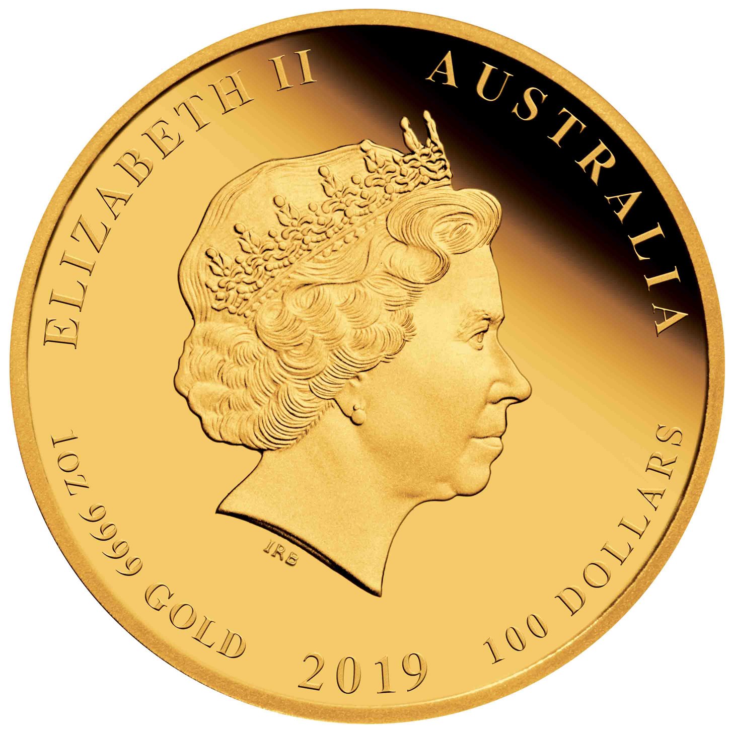 Back of the Gold Lunar II Pig 1 oz PF - 2019