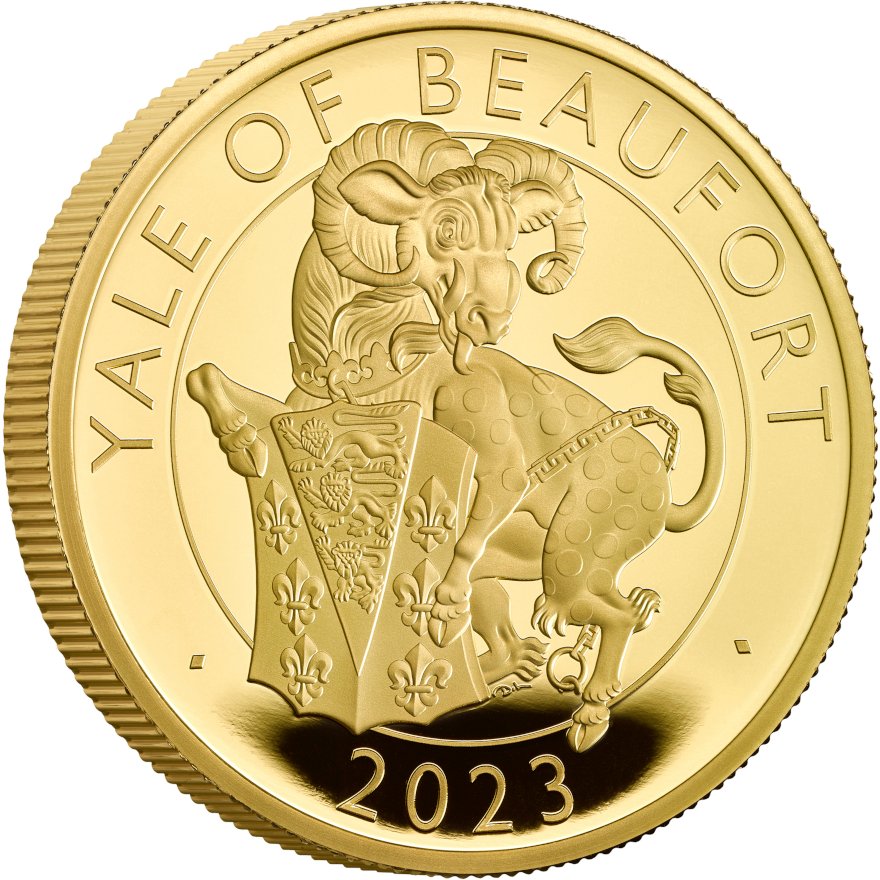 View 2: Gold Yale of Beaufort 1/4 oz PP - Royal Tudor Beasts 2023