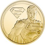 Front of the Gold Classic Superheroes 1 oz PF - Superman