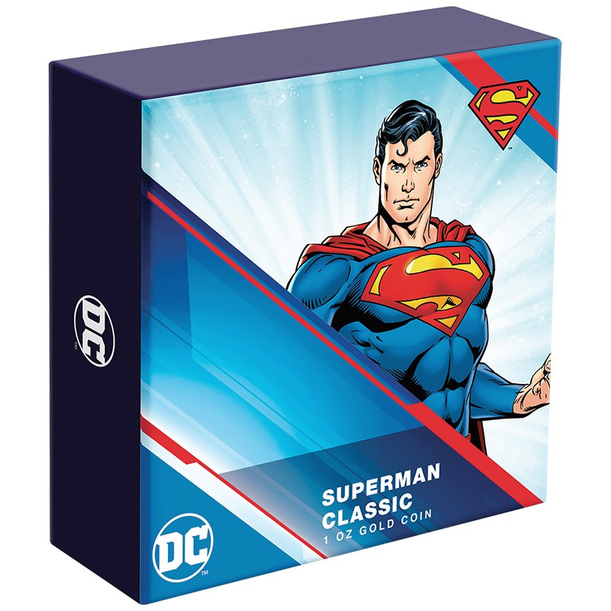Original coin case of the Gold Classic Superheroes 1 oz PF - Superman